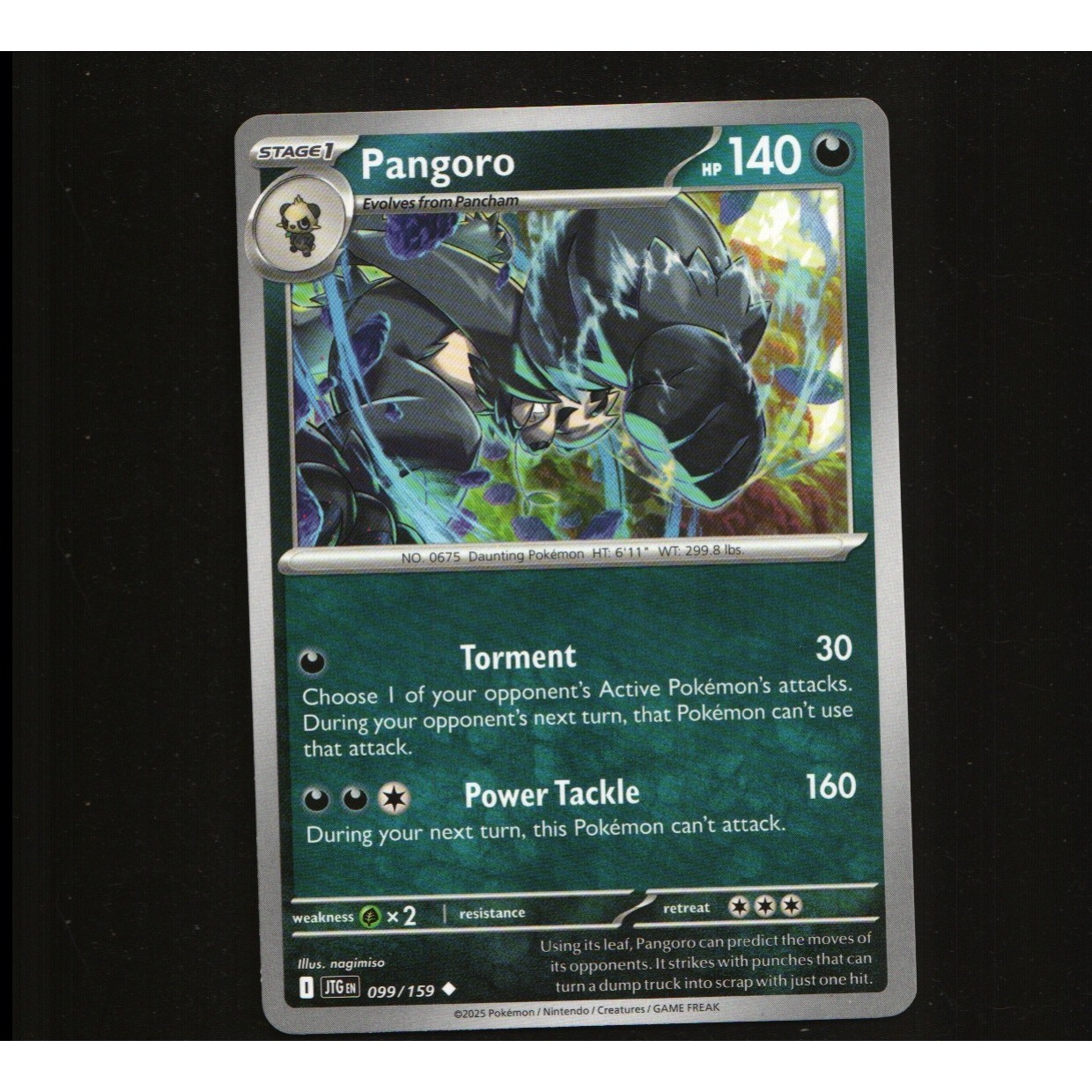Pokemon Card Pangoro Stage 1 099/159 HP 140 Rare