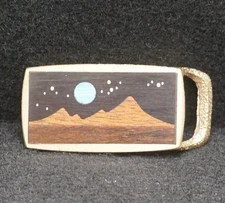 WA11105 COOL 1970s SST ***MOONLIT MOUNTAIN*** ARTWORK BELT BUCKLE