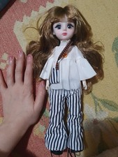 BJD Doll Big Head 1/6 Scale Blue Eyes Brown Hair Cute Doll Outfit Included Toy