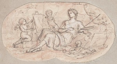 putti Muse cherubs decoration Arnaud-Durbec Marseille drawing dessin Zeichnung
