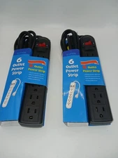 2-Pack Power Strip Surge Protector, 6Ft Long Extension Cord,6-Outlet
