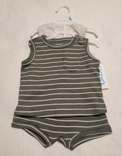 NWT Carter's Striped Tank Top Shorts Sleeveless Bodysuit 3PC Outfit Set Baby Boy
