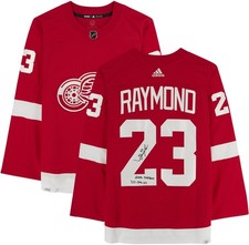 Lucas Raymond Detroit Red Wings Signed Jersey w/NHL Debut 10/14/21 Insc