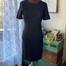 T Tahari black bodycon soft stretch midi dress size 8 classic minimalist capsule