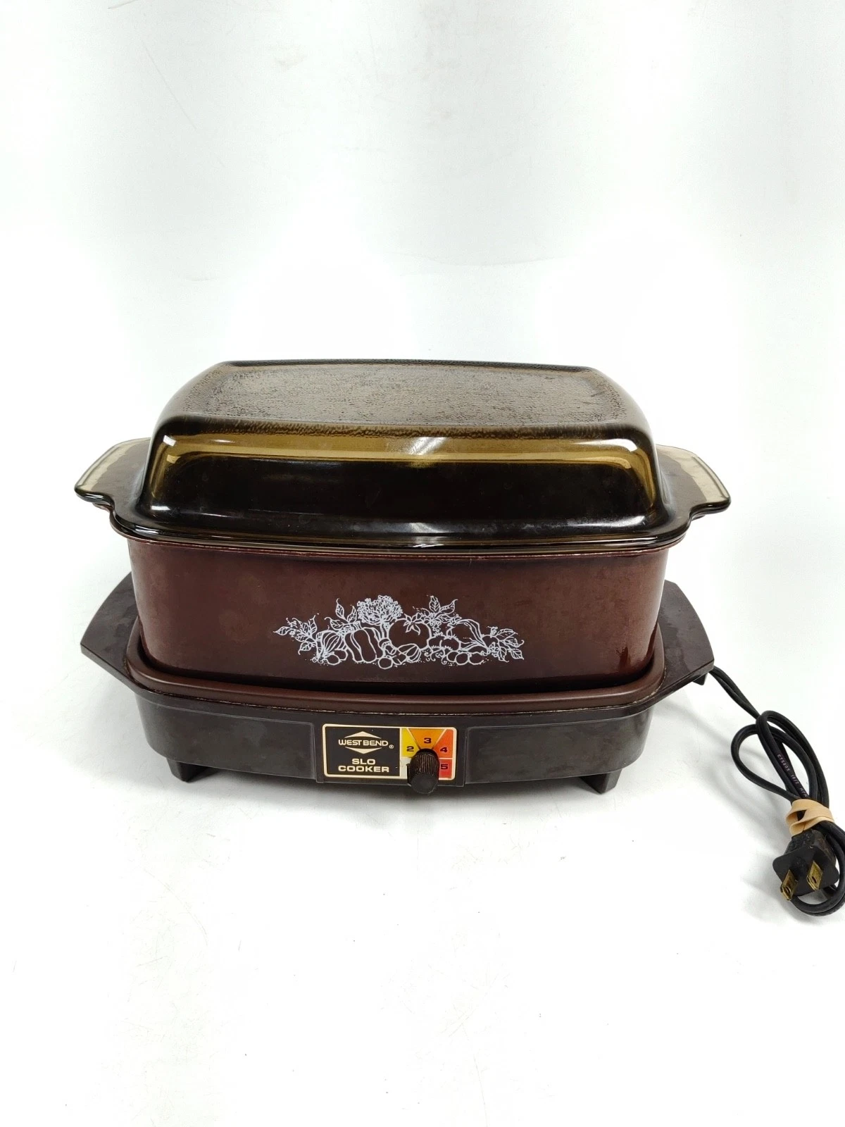 Vintage West Bend Slow Cooker #84114 4-Quart w/ Amber Glass Lid DS43
