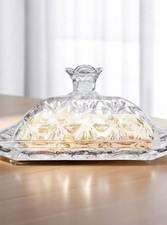 Crystal Glass Butter Dish 350ml With Lid