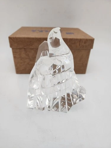 Signed Steuben Glass Cystal Eagle Sculpture Paperweight Figurine