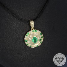 Wert 1850 € Brillant Diamant Smaragd Anhänger 585 14 Karat Gelb Gold xxyy