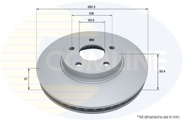 Brake Disc Front Internally Vented Coated Fits Ford Focus COMLINE ADC5041V