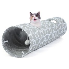 Geometric Straight Cat Tunnel with Plush Inside,Cats Toys Collapsible Tunnel ...