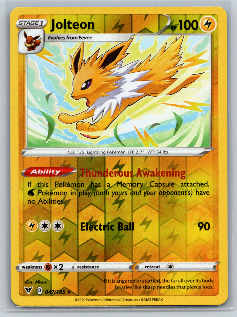 Jolteon Pokemon TCG Vivid Voltage Reverse Holo Rare 047/185 | eBay