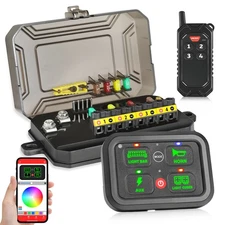 Wireless RGB 4 Gang Switch Panel Circuit Control Relay System Pickup APP &Remote