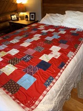 Vintage Handmade patchwork quilt unique Quilt Full Twin Cottage True Scrap Quilt