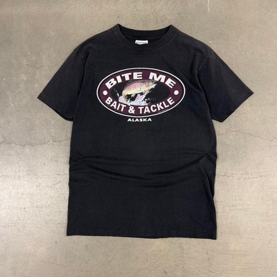 Vintage 90s Bite Me Fishing T Shirt Size L