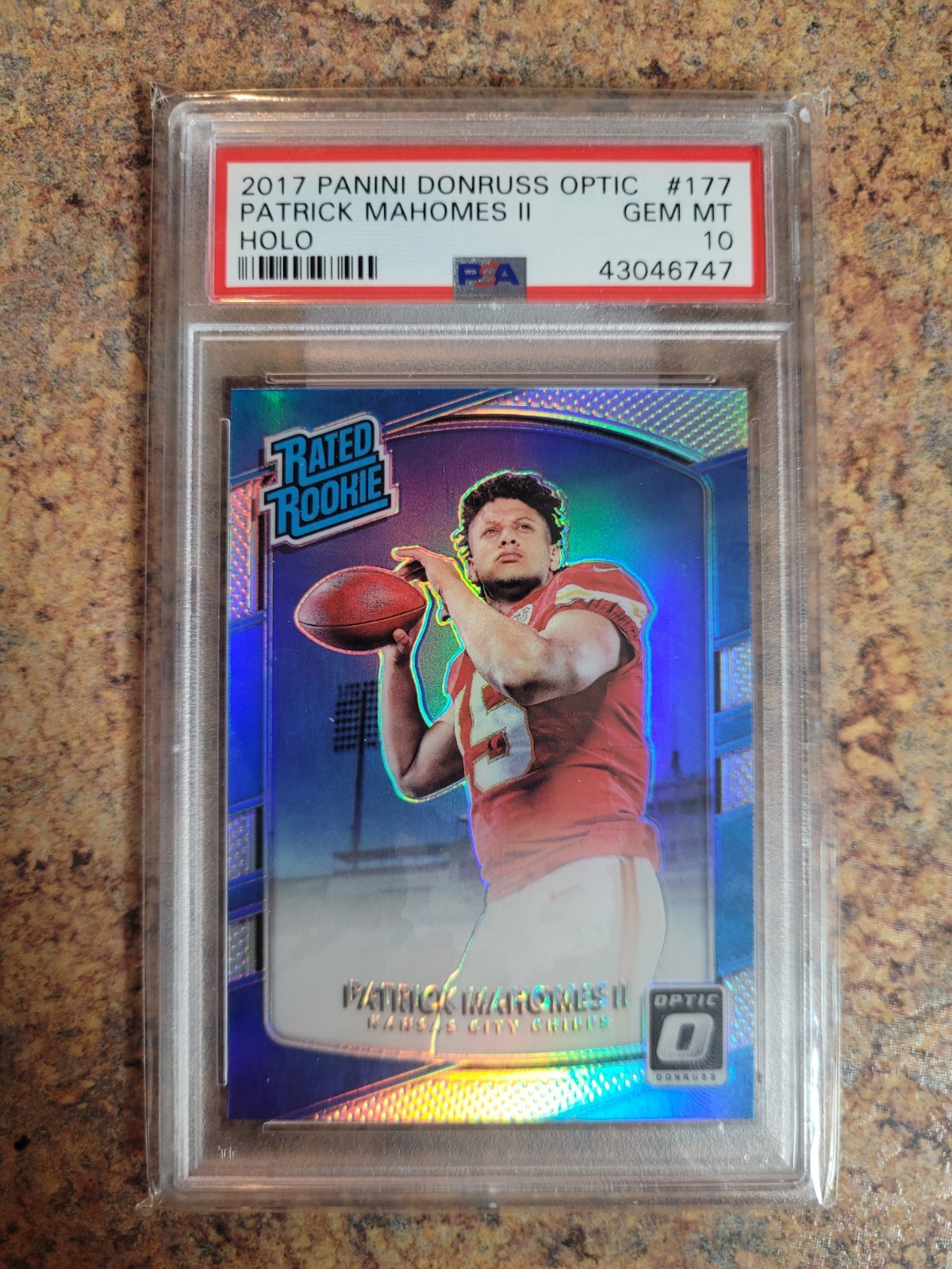 2017 Panini Don. Optic P. Mahomes Rookie Card #177, HOLO, PSA 10, Gem Mint