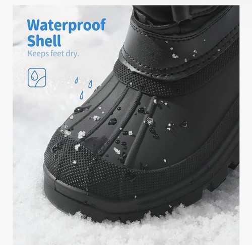 Dream Pairs Kids Boys Girls Warm Snow Boots warm Insulated Cozy size 1 black - Afbeelding 2 van 10