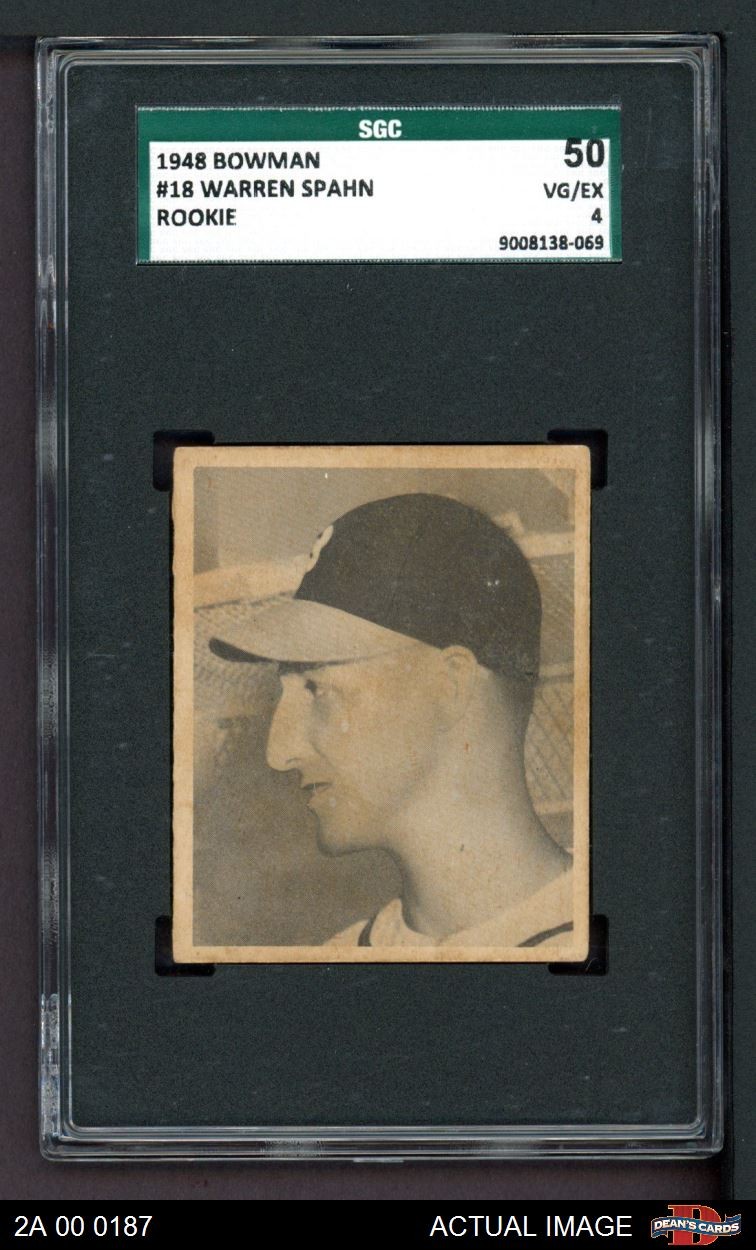 1948 Bowman #18 Warren Spahn Braves HOF RC SGC 4 - VG/EX