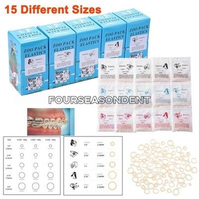 Dental Orthodontic Rubber Bands Ortho Elastics Latex Braces 15 Sizes For Choice
