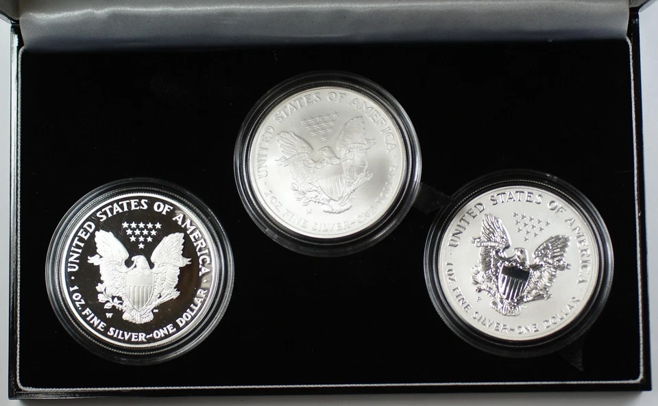 2006 American Silver Eagle 20th Anniversary Coin Set BU, Proof, Reverse Proof - Image 3 of 4