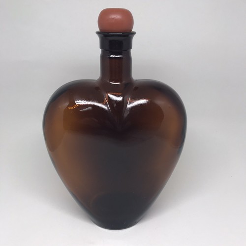 Paul Masson Brown Glass Heart Shaped Bottle With Cork Top eBay