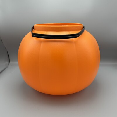 XL Pumpkin Jack O Lantern Orange Blow Mold Candy Bucket Pail