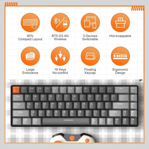 Wireless Mechanical Gaming Keyboard Mouse Bluetooth USB C Recevier Hot Swapp - Picture 65 of 72