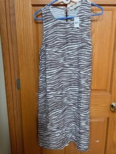Loft womans sleeveless dress taupe/white zebra print size 12 NWT