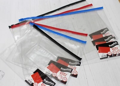 Clear Zip Bag Document Storage Filing Wallet A4+ & A5 Pack of 3