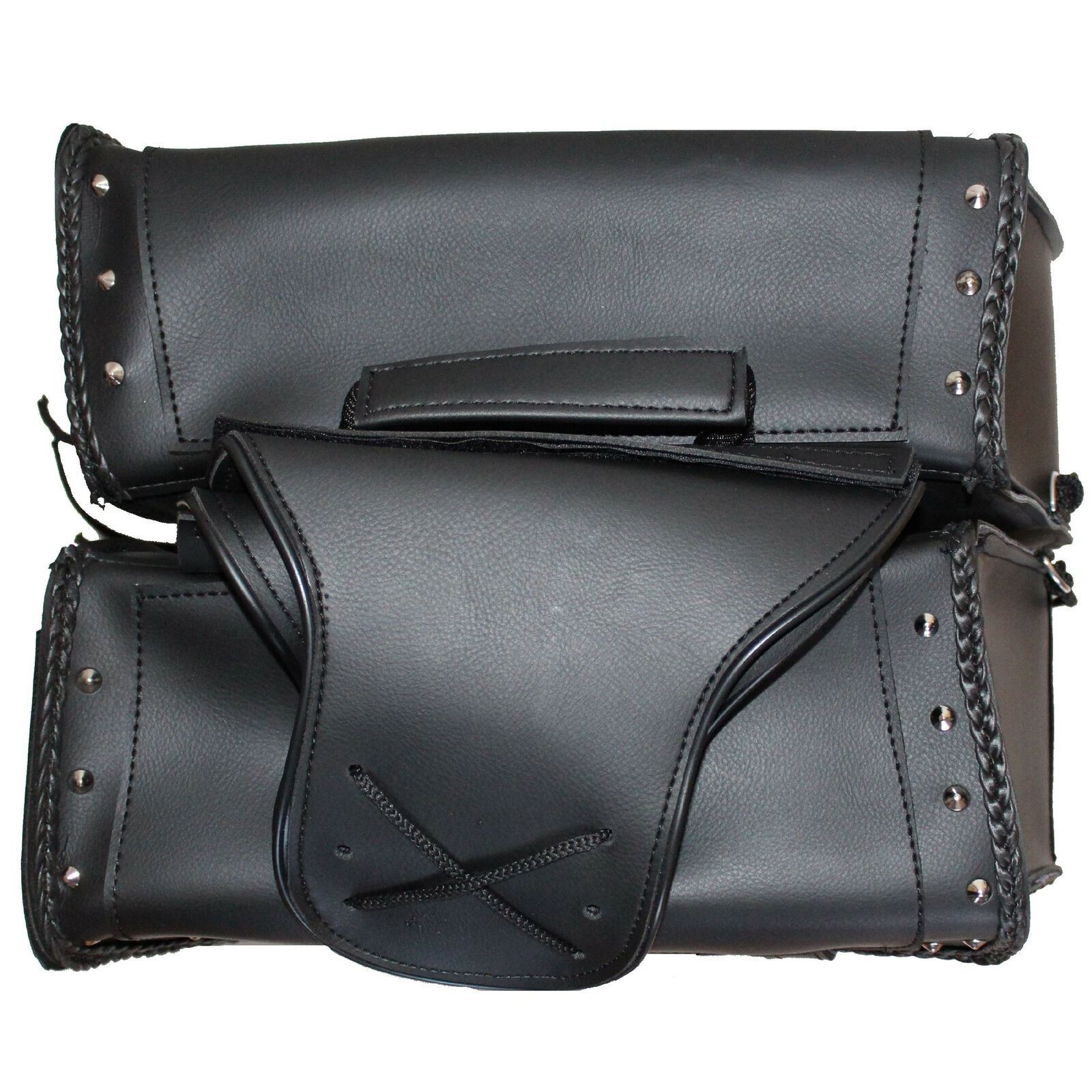 14" W MOTORCYCLE WATERPROOF STUDDED SADDLEBAGS w/ GUN HOLSTER FOR