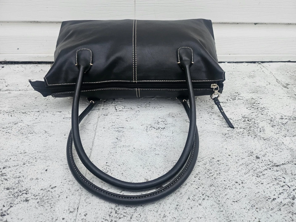 Avenue Mujeres Bolso de Mano Cuero Negro Bolso de Hombro Cierre con Cremallera Bolso Foto 3 de 4