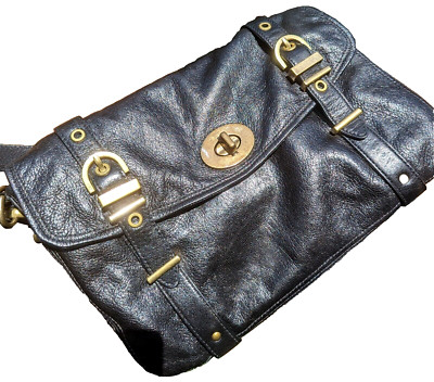 COACH Black Leather KARLA Deras ClutShoulder Bag Brass Hardware Rare #15969 $398