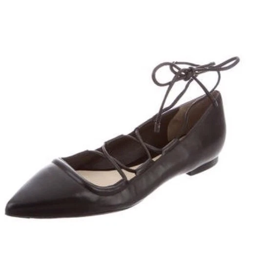 NEW 3.1 Phillip Lim Black Ankle Wrap Leather Ballet Flat Size 36/6 NIB $395 - Image 3 of 4