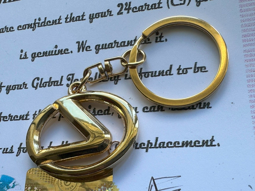 24K Gold Plated Lexus ES LC IS RX GS LX NX LS Car Keyring Keychain Metal Gift - Picture 4 of 6