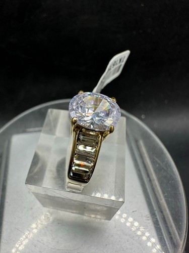 Gold Oval Ring Damen CZ Baguettes Verlobung 18kt 3 Karat Stahl Klar 1675 - Bild 5 von 13