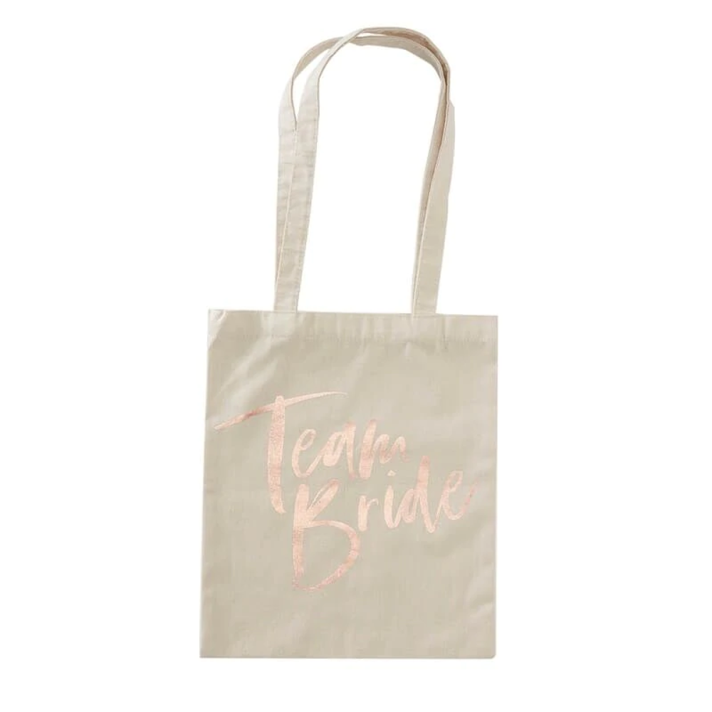 Rose Gold Foil Team Bride Tote Bag for Wedding Parties  -image