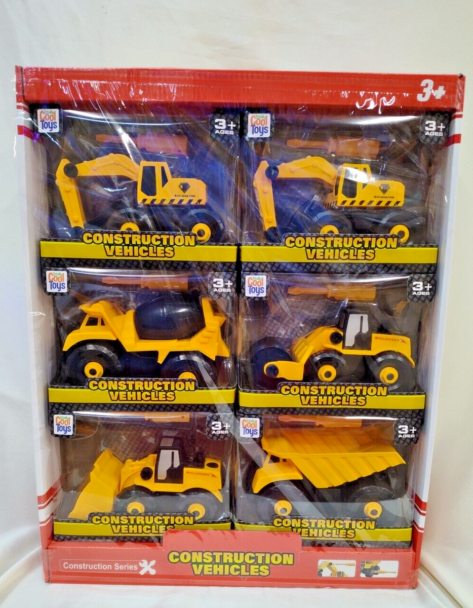 Cool toys Construction Work Vehicles (Set of 6) W/TOOLS TO TAKE APART,