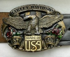 Harley Davidson Vintage Belt Buckle (Harmony Design) with Belt (Detachable)