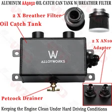Universal Oil Catch Can Kit Reservoir Baffled Tank with Breather Filter Aluminum