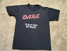 Vintage DARE Shirt Mens Large Black Screen Stars Single Stitch 80s 90s T Shirt