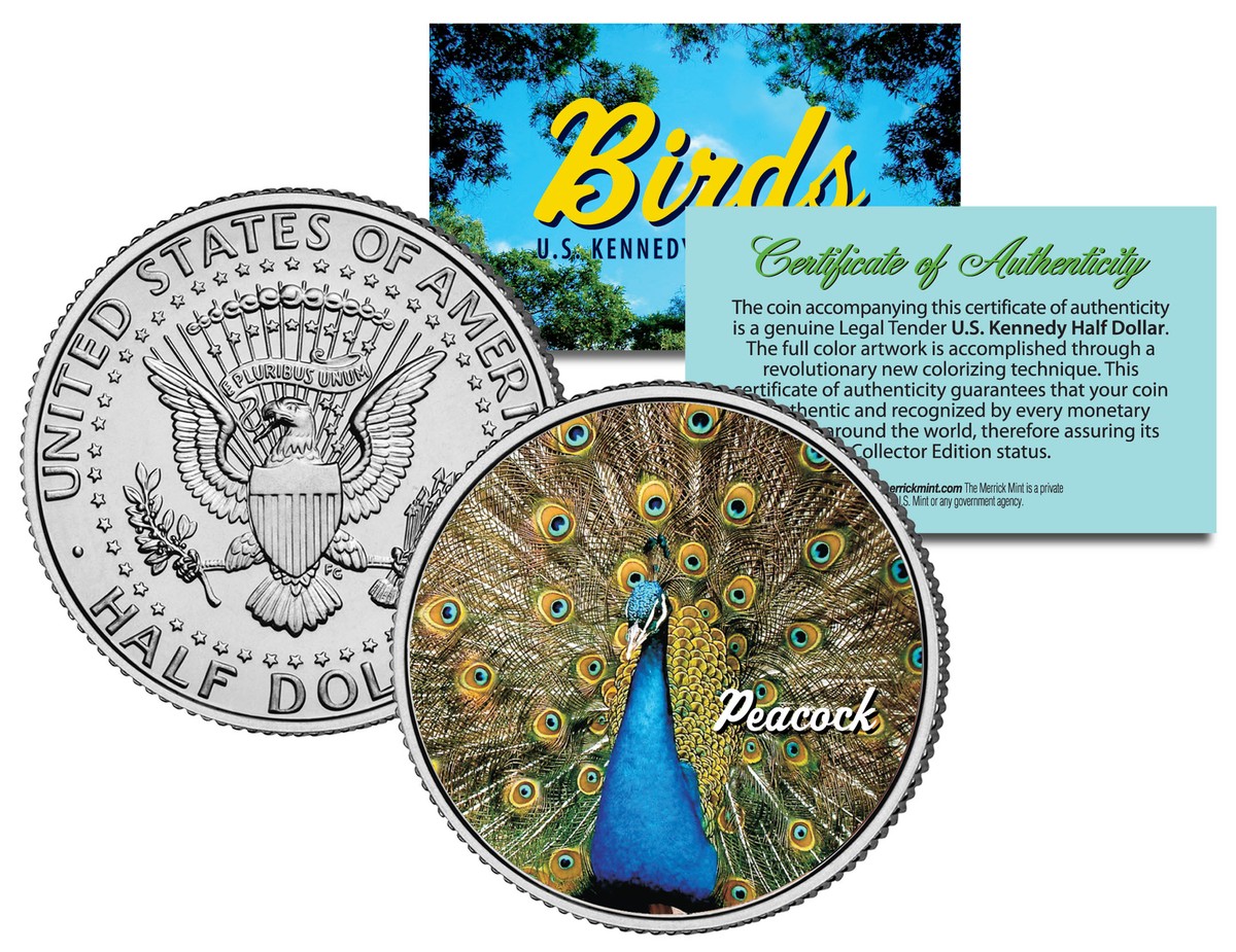 Moneta Commemorativa Colorata Cardinale Bird E JFK Kennedy Mezzo Dollaro Usa Collezione Numismatica - Foto 12