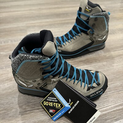 Salewa Mountain Trainer 2 Winter Mid GTX Bungee Cord Delphinium Boots Women 7