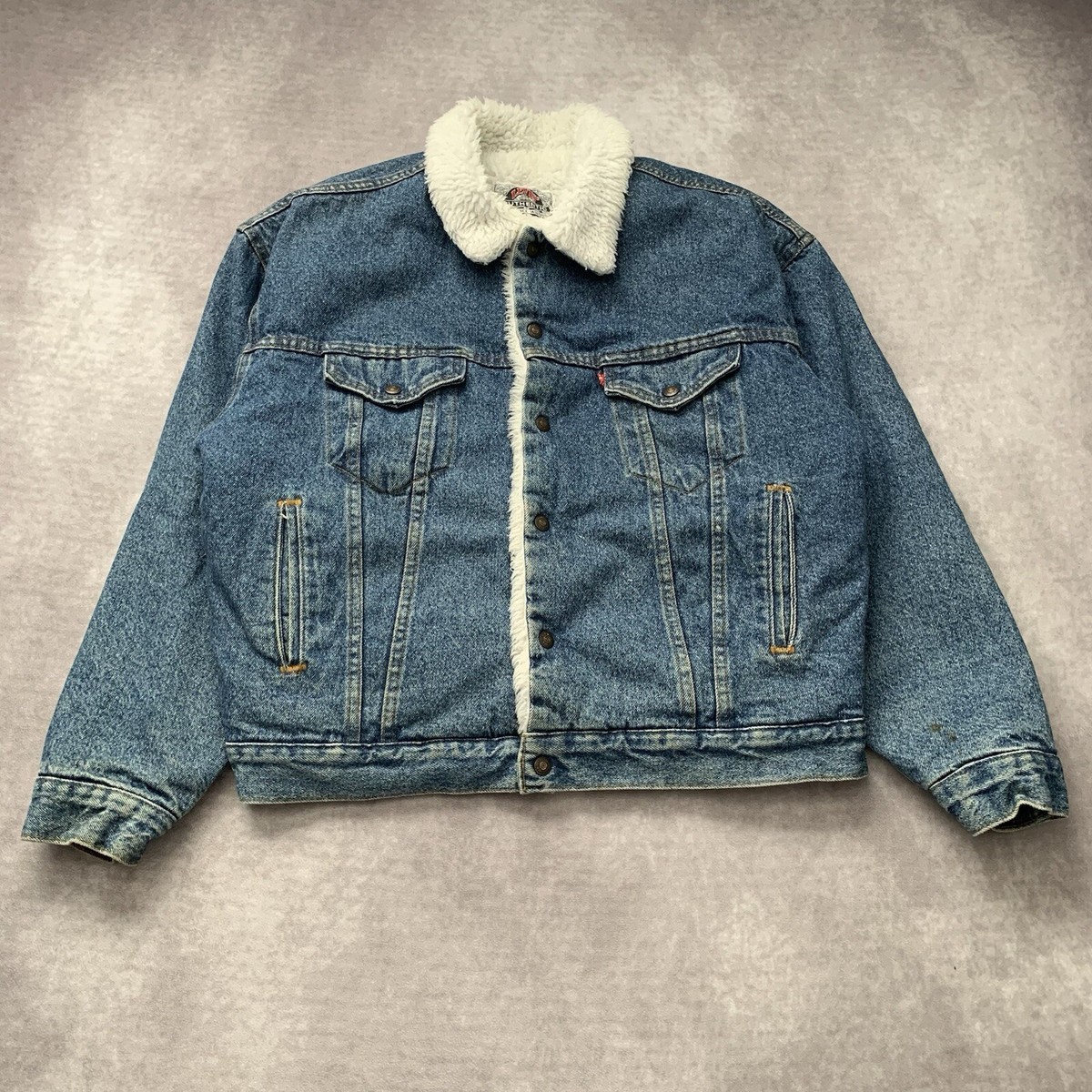 Vintage 80s Levis Authentic Sherpa Denim Jacket Size L USA Made 