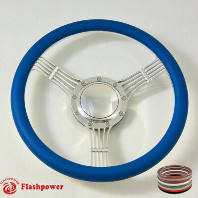 14" Sharp Billet Steering Wheel With Chevy Horn & Carbon Fiber Look | Gray | Aluminum | 14 In - Foto 13