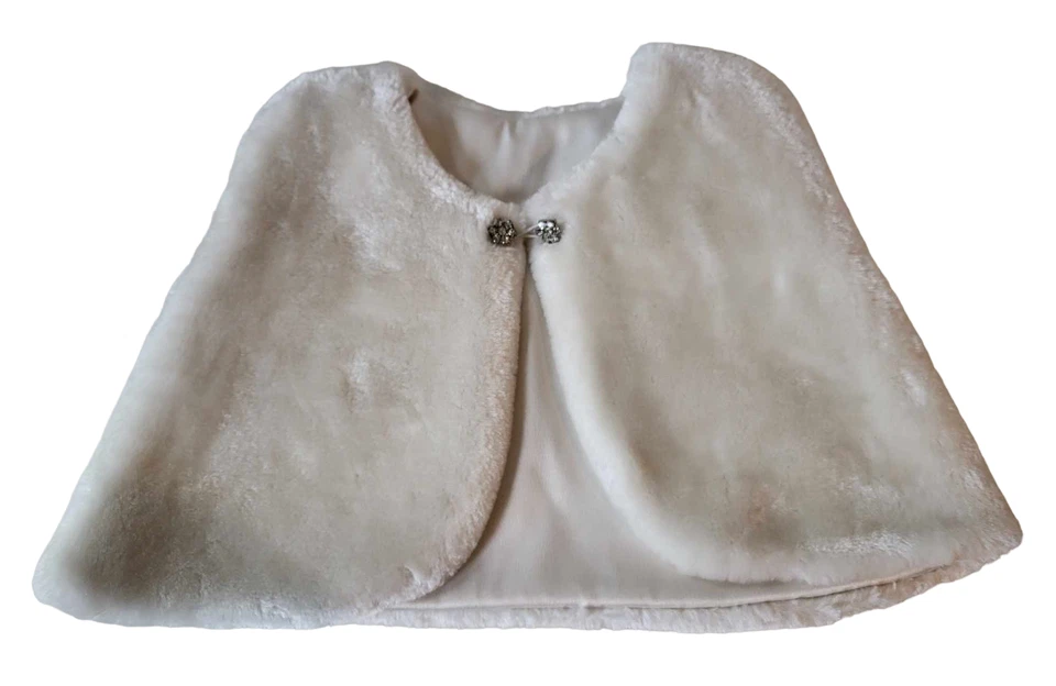 Baby Bolero Taufbolero Schulterjacke Jäckchen Taufe Taufjacke Fell Cape Winter - Bild 2 von 3