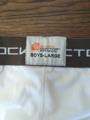 Boys Large Compression Shorts WHITE Sliders Base Layer Adidas Shock Doctor L - Picture 4 of 4