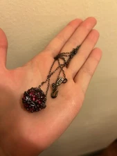 Kenneth Lane Gunmetal Fireball Rhinestone Crystal Necklace Disco Ball Pave