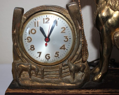 Vintage Brass Horse Electric Mantel Clock Western Cowboy Style non working clock - 第 5/17 張圖片