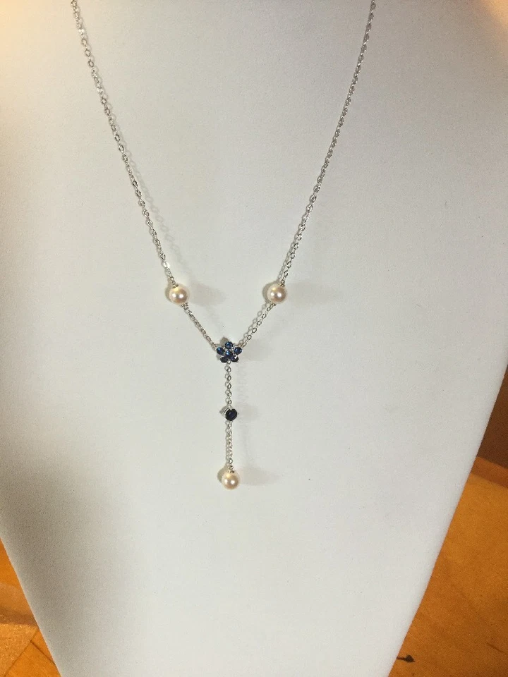 Eliot Danori Silver-Tone Imitation Pearl/Crystal Lariat Necklace #49 - Image 3 of 4