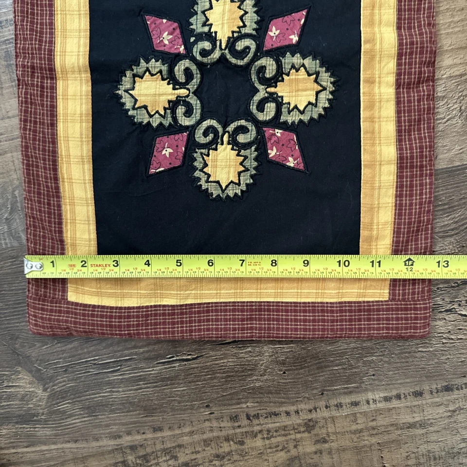 Nancy’s Nook By Victorian Heart Navy Fall Colors Applique Quilt Style Runner 13" - Image 3 of 4