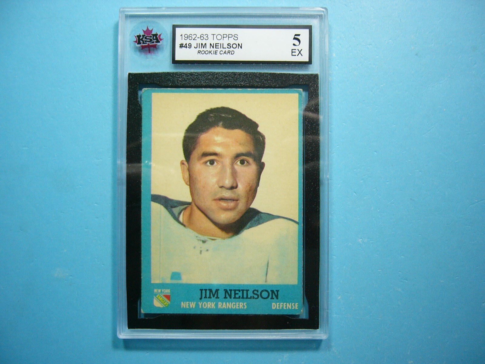 1962/63 TOPPS NHL HOCKEY CARD #49 JIM NEILSON ROOKIE RC KSA 5 EX NICE!! 62/63